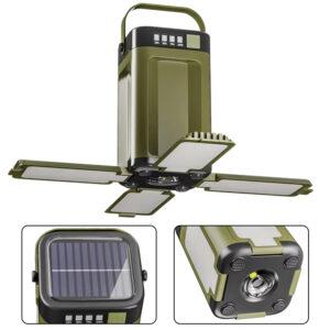 Battery Level Display Folding Tent Waterproof Outdoor Solar Charge Rechargeable Flashlight